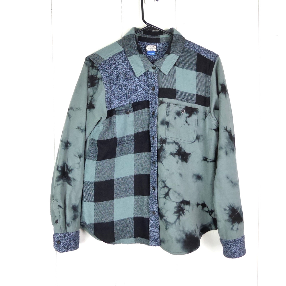 Kavu Green and Black Button Down Shirt
